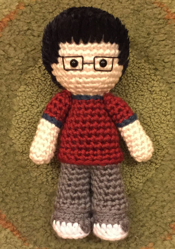 Crocheted doll amigurumi Alison Bechdel from Fun Home
