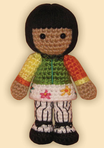 Crocheted doll amigurumi Angel Dumott Schunard from Rent