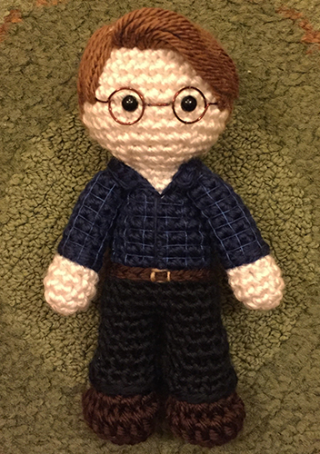 Crocheted doll amigurumi Bruce Bechdel from Fun Home