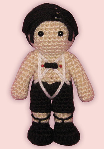 Crocheted doll amigurumi Emcee from Cabaret