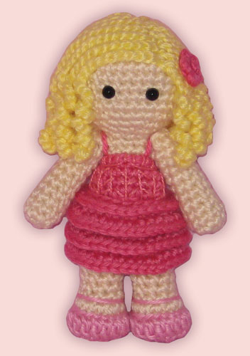 Crocheted doll amigurumi Galinda from Wicked