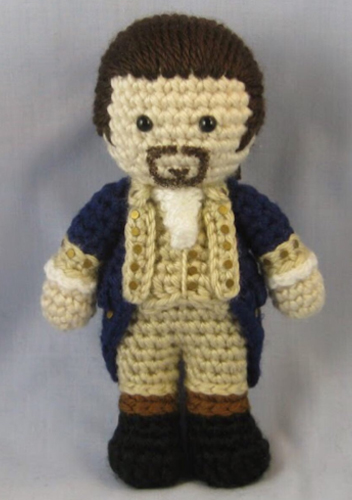 Crocheted doll amigurumi Alexander Hamilton from Hamilton