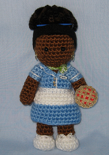 Crocheted doll amigurumi Becky from Waitress
