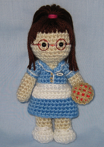 Crocheted doll amigurumi Dawn from Waitress