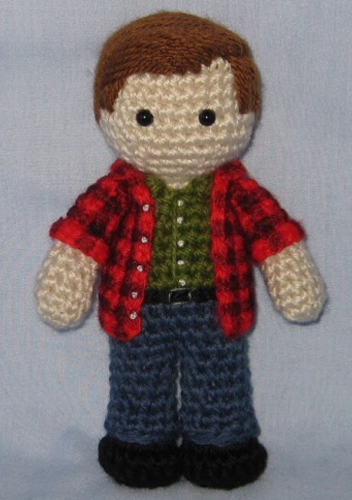 Crocheted doll amigurumi Kevin Tuerff from Come From Away