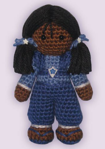 Crocheted doll amigurumi Indigo from Rainbow Brite