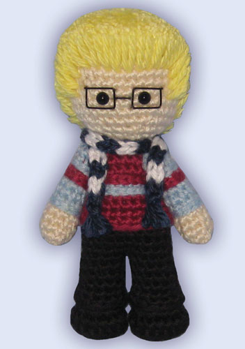 Crocheted doll amigurumi Mark Cohen from Rent