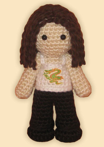 Crocheted doll amigurumi Maureen Johnson from Rent