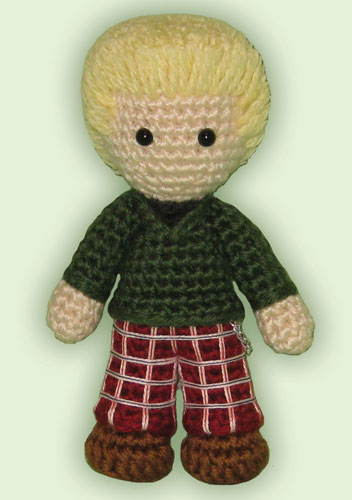 Crocheted doll amigurumi Roger Davis from Rent